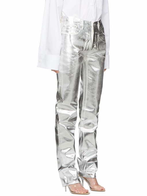 Maison Margiela Mm6 Silver Foiled Jeans